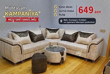divan kafe: 🌟 *MÖHTƏŞƏM KÜNC DİVAN* 🌟 🎁 Dəstə daxildir: ✅ Künc divan ✅ Pufik ✅ — 1