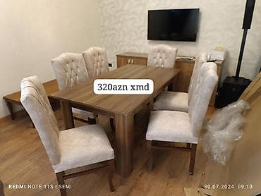 Qonaq otağı üçün, Açılmayan, Dördbucaq masa, 6 stul