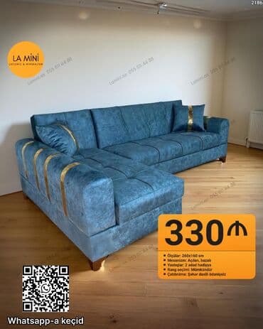 taxt ucuz: Künc divan, Açılan, Bazalı, Vеlur parça, Şəhərdaxili pulsuz çatdırılma — 1