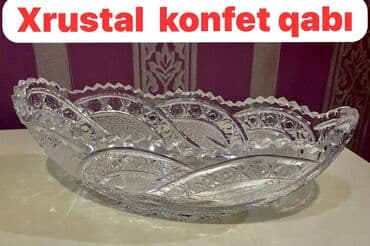 şüşə qab: Kənaqişəli kristal meyvə qabı - Material: qalın, şəffaf kəsimli — 1