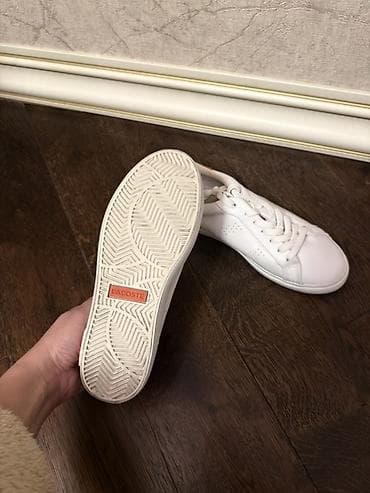 şanel krosovkalar: Lacoste kişi/kadın idman kedsiləri - Rəng: ağ, paster-narıncı — 3