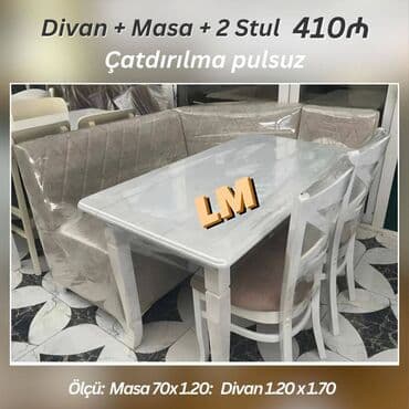 aspirator metbex: Mətbəx oturacaq dəstləri Divan, masa + 2 stul Endirimle 410 azn Ölçü — 3