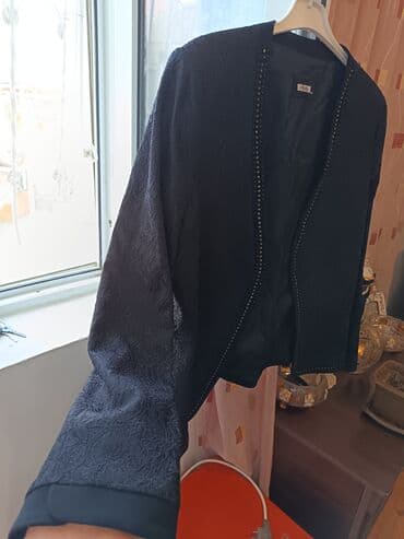 женские кардиганы большого размера: Qadın jaketi – GILDA, ölçü 44 - Rəng: qara - Model: düyməsiz, açıq — 6