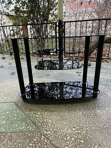 ikea mebel: Düz TV altlığı, Polkalı, Şüşəli — 3