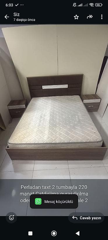 perla mebel xalqlar: Perladan taxt 2 tumbayla 220 manat.Catdirilma qurasdirilma — 1