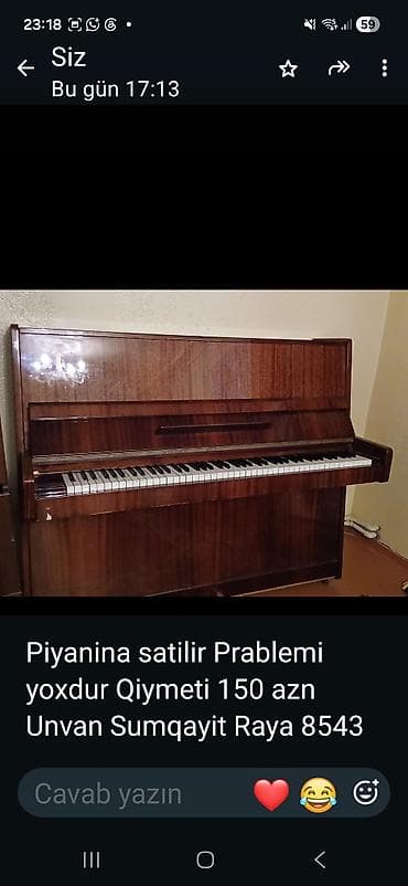 Upright pianino - Korpus: parlaq taxta finiş, klassik dizayn -