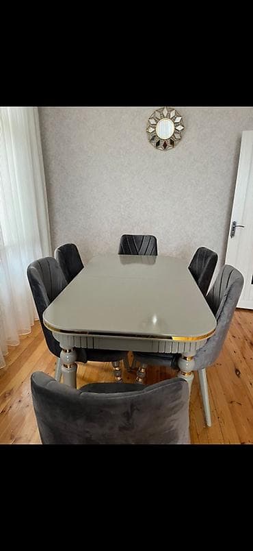 Qonaq otağı üçün, Yeni, Açılan, Dördbucaq masa, 6 stul — 2