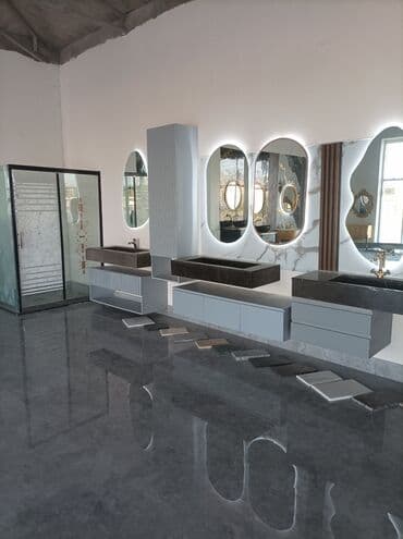 Çanaq üçün kranlar: Şüşə duş kabin, hamam otaqları üçün uyğundur. Şəffaf və naxışlı şüşə — 5