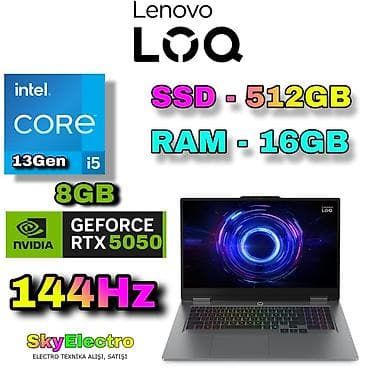 gaming set: Yeni Lenovo LOQ, 15.6 ", Intel Core i5, 512 GB, Ünvandan götürmə, Pulsuz çatdırılma, Ödənişli çatdırılma — 1
