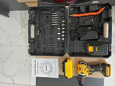 чемодан баку: Akkumulyatorlu zərbəli matkap/şurupqaytaran + 360° xətt lazer dəsti — 1