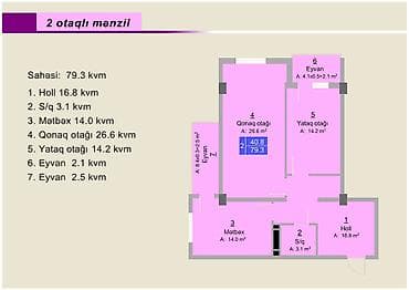 Saray, 3 otaqlı, Yeni tikili, 91 kv. m