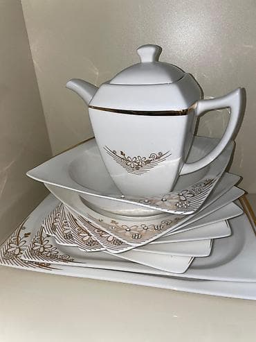 qoz agaci satilir: Nahar dəsti, rəng - Ağ, Farfor — 3