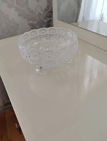 Şüşə/kristal bəzəkli meyvə və ya şirniyyat qabı - Material: şəffaf