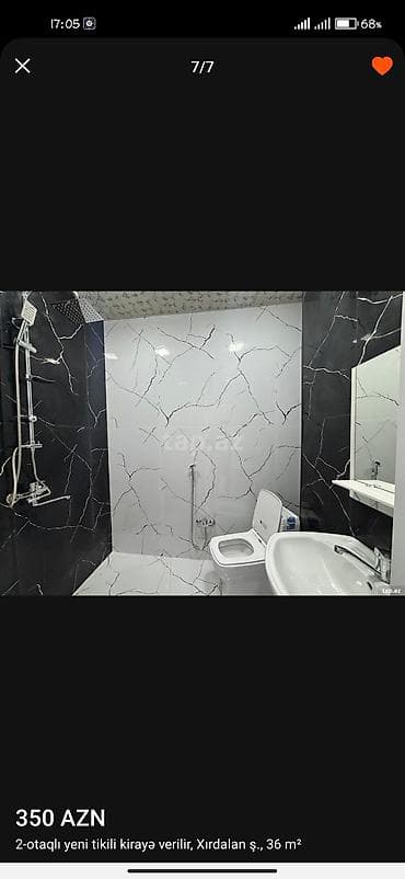 xacmaz kirayə ev: Kirayə – Xırdalan şəh., 2 otaqlı yeni tikili, 36 m² - Ümumi sahə: 36 — 4