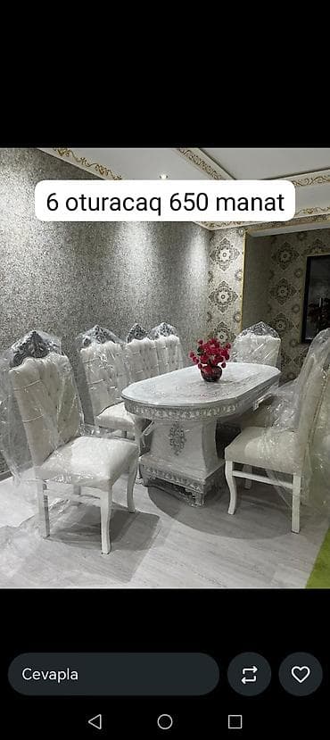 salon stulları: Qonaq otağı üçün, Yeni, Açılmayan, Oval masa, 6 stul — 1