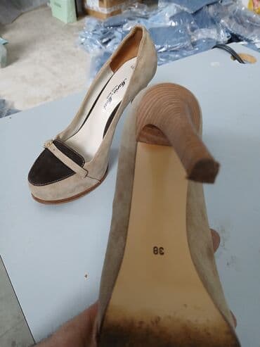 замшевые туфли на платформе: Туфли, Размер: 38, цвет - Бежевый, Б/у — 9