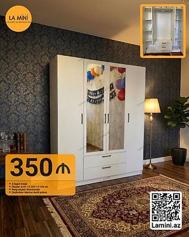 hamam dolapları: 4 qapılı dolab – LA MINI - Ölçülər: dərinlik 47 sm × hündürlük 200 sm — 1