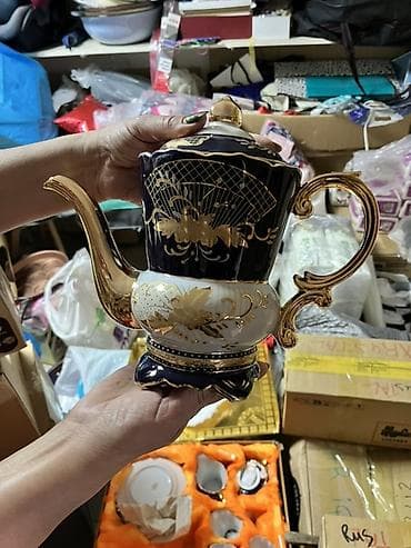 Çay dəsti, rəng - Göy, Farfor — 6