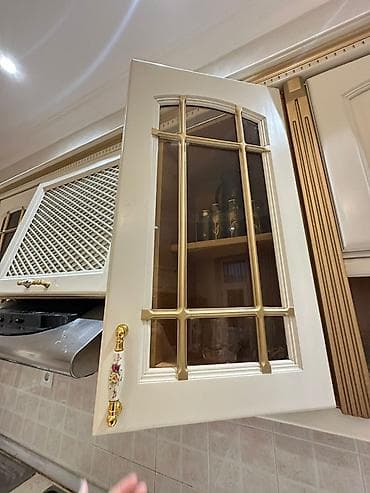 matbax mebeli: Klassik üslubda tam ölçülü mətbəx mebeli dəsti - Rəng: krem + qızılı — 6