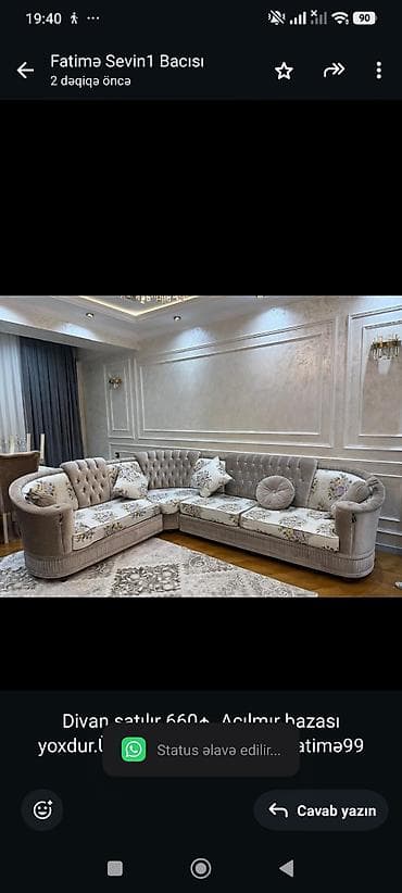 Divan satılır 660₼. Açılmır bazası yoxdur.Ünvan