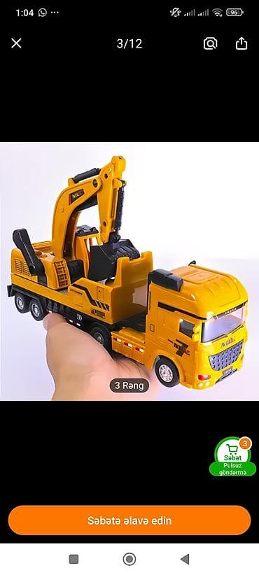 maşın satışı: Uşaq üçün oyuncağ ekskavatorlu yük maşını - Model: NLL brendli sarı — 1