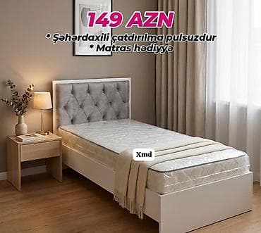 Təknəfərlik çarpayı, Matras ilə, Siyirməsiz lalafo.az -da Təknəfərlik çarpayı, Matras ilə, Siyirməsiz