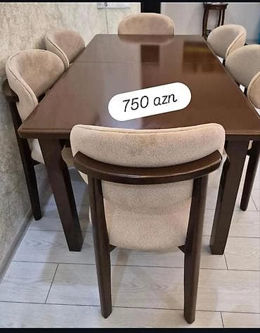 Qonaq otağı üçün, Yeni, Açılan, Dördbucaq masa, 6 stul