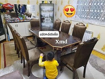 transformer stol: Qonaq otağı üçün, Yeni, Açılmayan, Dördbucaq masa, 6 stul — 1