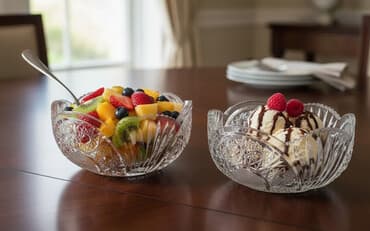 Klassik naxışlı şüşə qab dəsti – 2 ədəd - Material: şəffaf şüşə