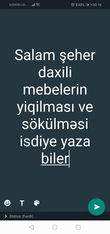 Uzuz qiymete mebelerin yığılması ve sökülmesi