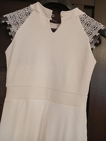 ağ don modelləri: Ağ rəngli uzun ziyafət/libas - Model: maxi uzunluq, beldən aşağı — 2