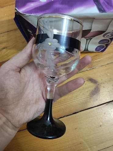 fen qabi: Qədəhlər, rəng - Qara, Şüşə, 6 ədədli dəst, Türkiyə — 1