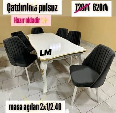 аренда стола и стульев: Möhtəşəm masa dəsti👑 Yüksək keyfiyyətlə Qiymət : 620₼ — 1