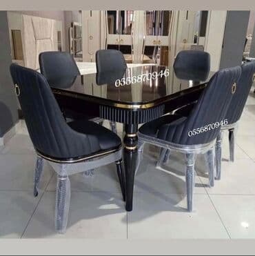 oturacaq dəstləri: Qonaq otağı üçün, Yeni, Açılan, Dördbucaq masa, 6 stul — 3