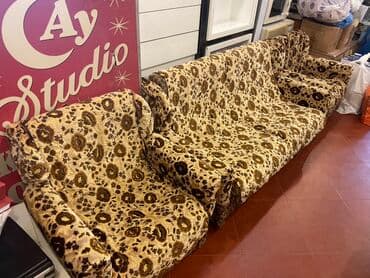 divan pokrival: İşlənmiş, Di̇van-kravat, 2 kreslo, Bazasız, Açılan — 1