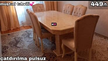 metbex mebileri: Для кухни, Новый, Нераскладной, Прямоугольный стол, 4 стула — 16