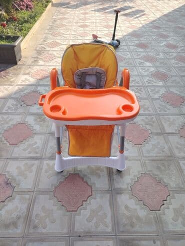 transformer stul yedizdirmək ucun: Uşaq yemək stulu - Rəng: narıncı–ağ–boz tonlarda, yumşaq sarı — 4