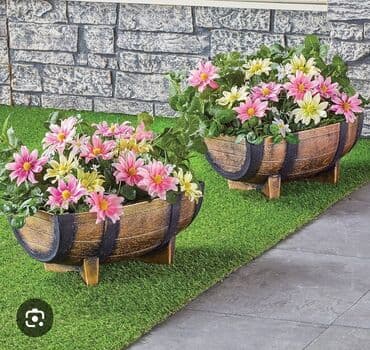 taxta bocqa: Taxta çəllək görünüşlü bu dibçəklər bağçalar, eyvanlar və ya digər — 4