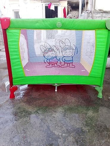 Manejlər: Uşaq oyun manesi / playpen - Rəngarəng dizayn: qırmızı-yaşıl-göy-sarı — 3