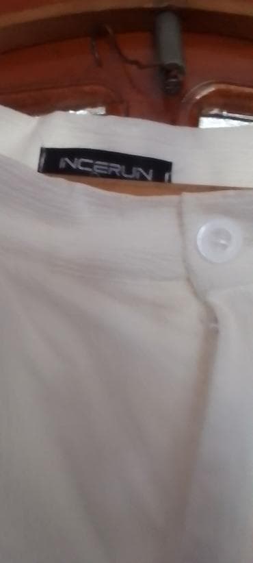 Qadın geyimləri: Ağ rəngli qadın şalvarı – NCERUN - Model: Klassik kəsim, düz paça - — 3