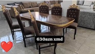 piknik masalari: Qonaq otağı üçün, Yeni, Açılmayan, Oval masa, 6 stul — 1