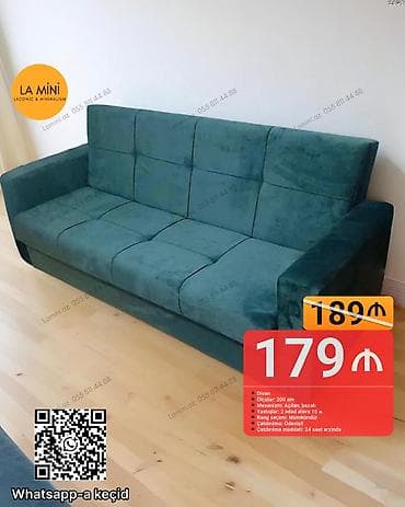 Di̇van-kravat, Açılan, Bazalı, Vеlur parça, Ödənişli çatdırılma