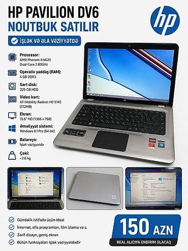 hp g62 fiyat: HP Pavilion dv6 noutbuk Texniki xüsusiyyətlər: - Prosessor: AMD — 1