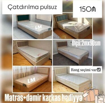 tek carpayı: Birnəfərlik, Bazasız, Pulsuz matras, Siyirməsiz, Türkiyə, Metal — 1