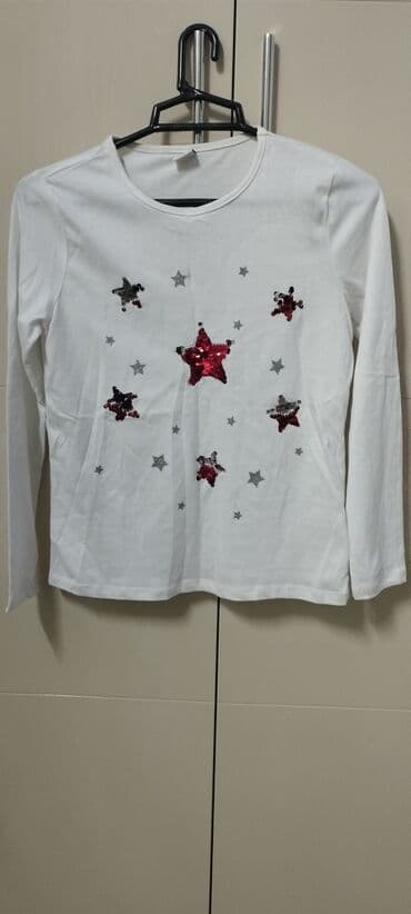 детская белая футболка: Köynək, Qız üçün, 9 - 10 yaş, Lc Waikiki — 1