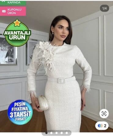 ağ don modelləri: Ağ rəngdə zərif midi don Trendyoldan 180 azn alınıb heç geyinilməyib — 1