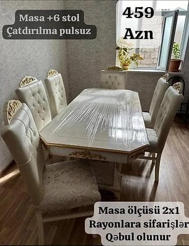 Qonaq otağı üçün, Yeni, Açılmayan, Dördbucaq masa, 6 stul lalafo.az -da Qonaq otağı üçün, Yeni, Açılmayan, Dördbucaq masa, 6 stul