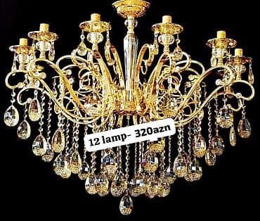 tort sekili: Çılçıraq, 10 və daha çox lampa, Xrustal — 1