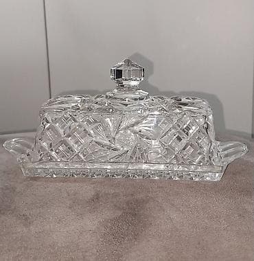 qend qabi: Kəsikli naxışlı şüşə/kristal yağ qabı və qapağı - İki hissəli: alt — 1