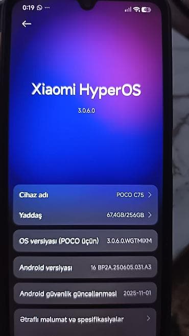 xiaomi redmi note 8 qara: Poco C75, 256 GB, rəng - Qara, Barmaq izi — 6